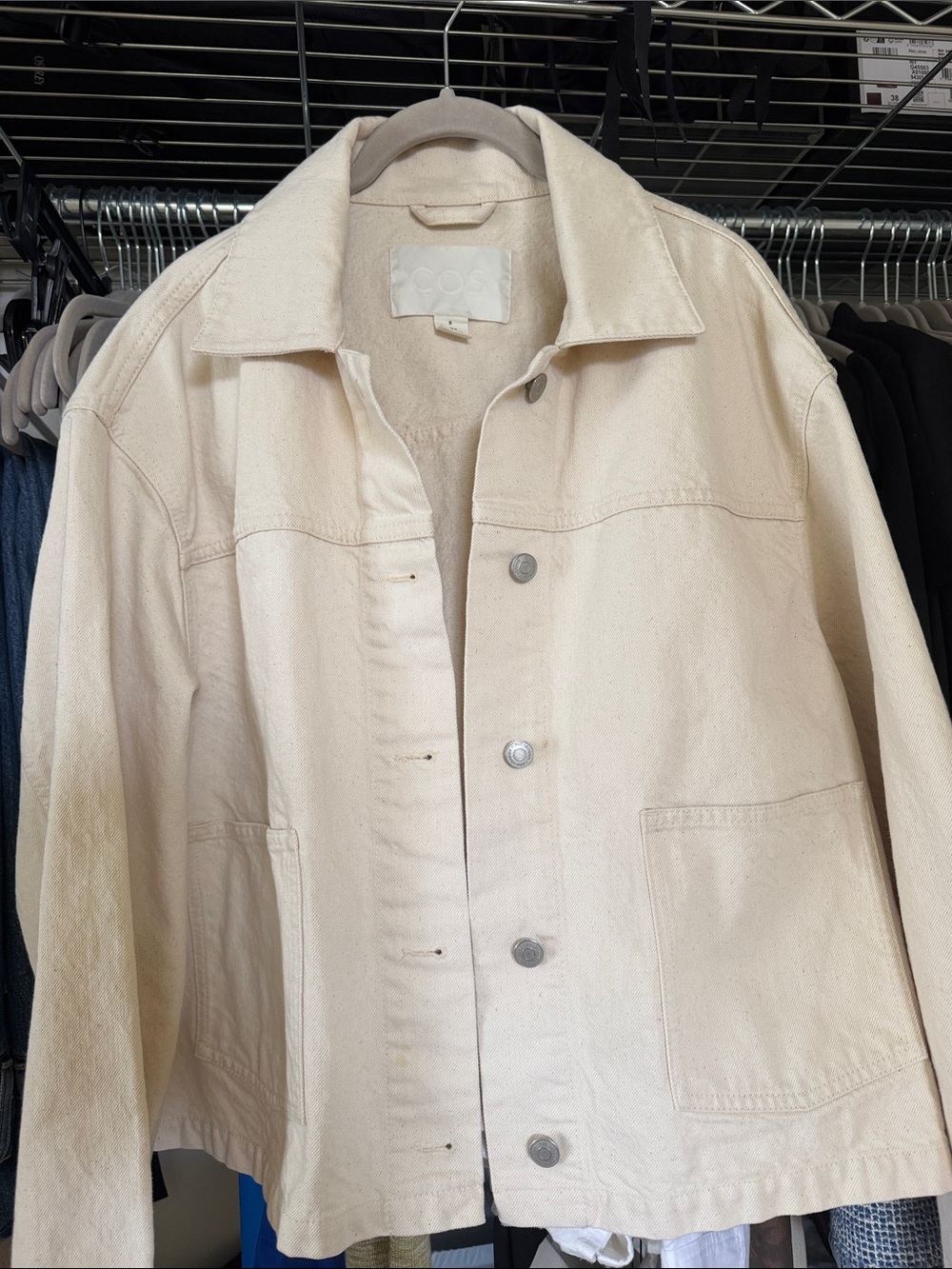 COS Women's Neutral Cream Button-Front Jean Jacket